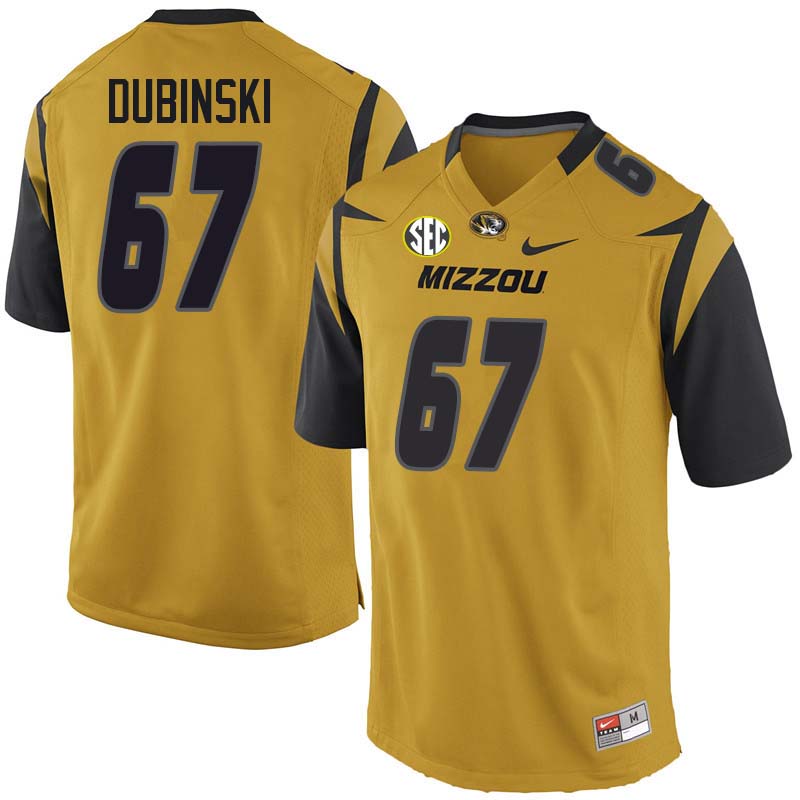Men #67 Jonah Dubinski Missouri Tigers College Football Jerseys Sale-Yellow